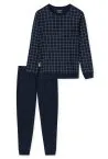 SCHIESSER Men's Long Pyjamas Fine Interlock Checkered - Midnight Blue – view 2