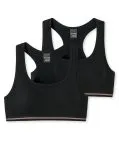 SCHIESSER Girls Bustier Two-Pack Long Life Rib - Black