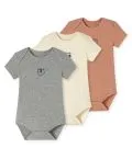 SCHIESSER Baby Short-Sleeve Bodysuit 3-Pack with Animal Motif - Multicolour
