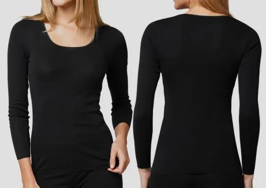 Women Shirt 1/1 Schiesser Luxury - black Women Shirt 1/1 Schiesser Luxury - black