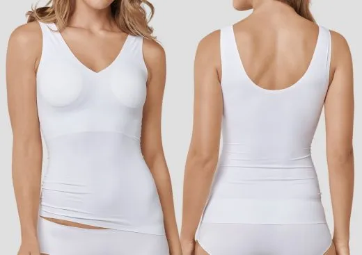 Women's Vest Top Schiesser Invisible Soft - removable pads - white Women's Vest Top Schiesser Invisible Soft - removable pads - white