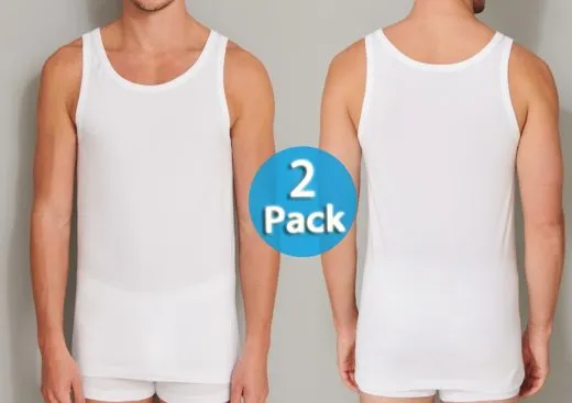 2-Pack Men's Vest Top without sleeves SCHIESSER 95/5 - white 2-Pack Men's Vest Top without sleeves SCHIESSER 95/5 - white