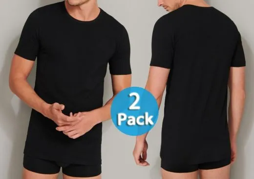 2-Pack Men's T-Shirt 1/2 SCHIESSER 95/5 - black 2-Pack Men's T-Shirt 1/2 SCHIESSER 95/5 - black