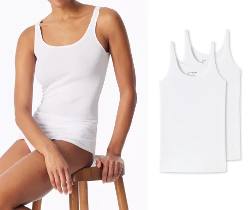 2-Pack Ladies' Vest Tops SCHIESSER 95/5 - white 2-Pack Ladies' Vest Tops SCHIESSER 95/5 - white