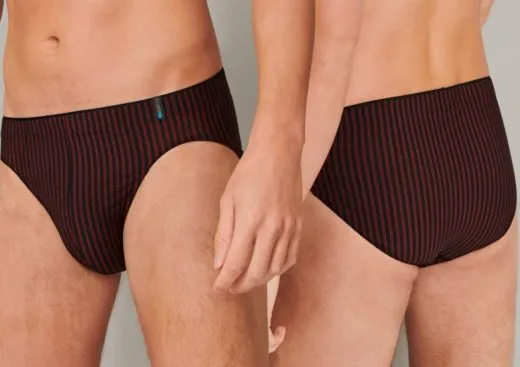 SCHIESSER Men's Supermini Briefs Long Life Soft - red and black striped SCHIESSER Men's Supermini Briefs Long Life Soft - red and black striped