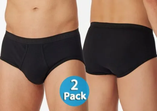 2-pack Men's Sports Briefs SCHIESSER Original Fine Rib - black 2-pack Men's Sports Briefs SCHIESSER Original Fine Rib - black