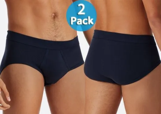 2-Pack Men's Sports Briefs SCHIESSER Cotton Essential Fine Rib - navy blue 2-Pack Men's Sports Briefs SCHIESSER Cotton Essential Fine Rib - navy blue