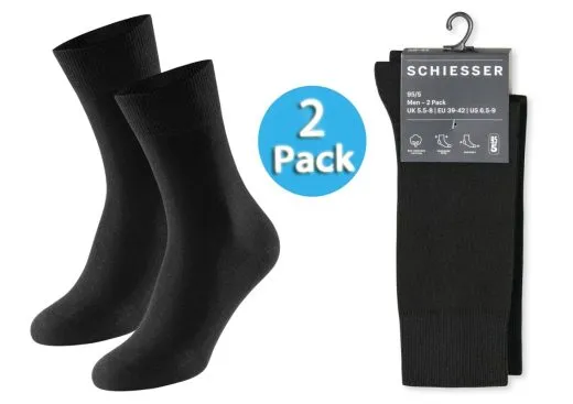2-Pack of Men's Socks SCHIESSER 95/5 - black 2-Pack of Men's Socks SCHIESSER 95/5 - black