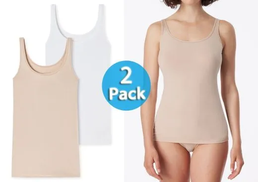 2-Pack Women's Top Vest SCHIESSER 95/5 - white and beige 2-Pack Women's Top Vest SCHIESSER 95/5 - white and beige