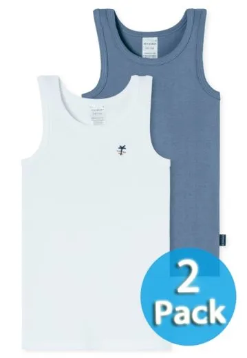 2-Pack of Boys Undershirts SCHIESSER Original Fine Rib - jeansblue 2-Pack of Boys Undershirts SCHIESSER Original Fine Rib - jeansblue
