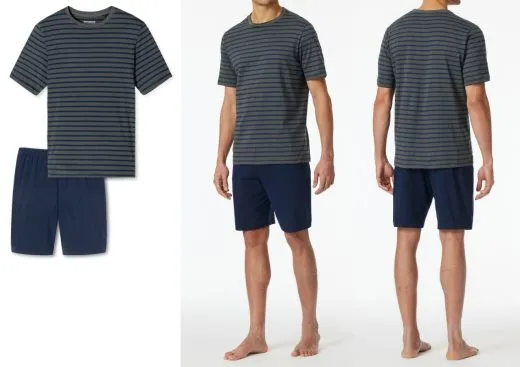 SCHIESSER Men's Pajamas Short Casual Essentials - anthracite SCHIESSER Men's Pajamas Short Casual Essentials - anthracite