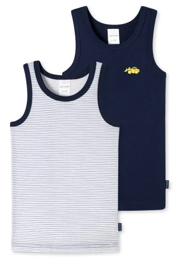 SCHIESSER Boys Undershirt Fine Rib Twin Pack Digger - Multicolour SCHIESSER Boys Undershirt Fine Rib Twin Pack Digger - Multicolour