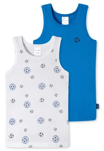SCHIESSER Boys Undershirt 2-Pack Fine Rib Football - Multicolour SCHIESSER Boys Undershirt 2-Pack Fine Rib Football - Multicolour