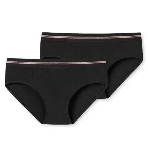 SCHIESSER Girls' Panties Long Life Rib 2-Pack - Black SCHIESSER Girls' Panties Long Life Rib 2-Pack - Black