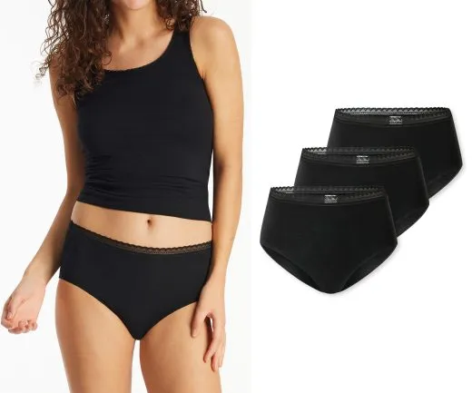 SCHIESSER Women's Modern Multipacks Midi Briefs 3-Pack - Black