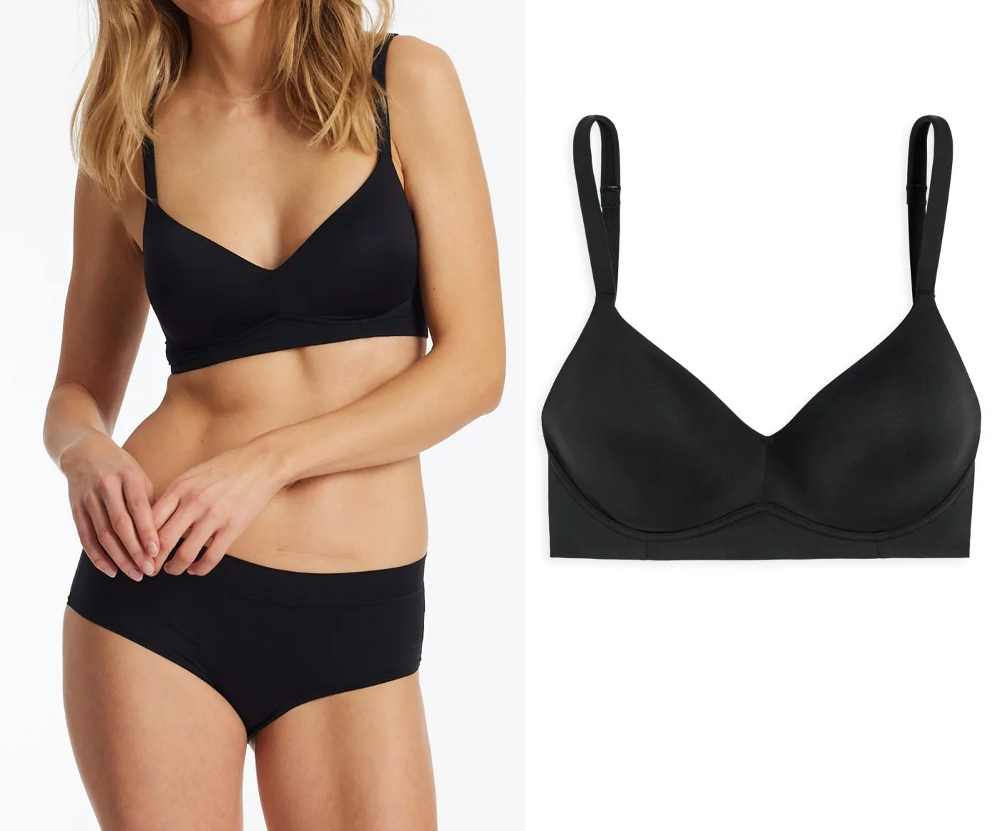 SCHIESSER Women's Soft Bra with Cups Unique Micro - Black