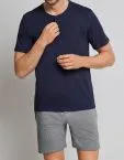 Männer Kurzarm Shirt 1/2 SCHIESSER Mix & Relax - dunkelblau – Ansicht 2