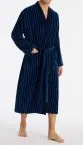 Men's Bathrobe SCHIESSER Softvelours Essentials - dark blue striped – view 2