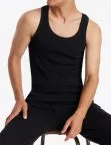 Men's Vest Top 0/0 SCHIESSER REVIVAL Friedrich - black – view 3
