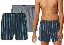2-Pack SCHIESSER Boxer Shorts Multipacks for Men -blue + black-white