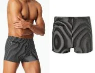 SCHIESSER Men's Aqua Swim Trunks with Leg and Zip Pocket - Blue-White