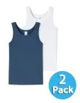 SCHIESSER Boys’ Tank Tops 95/5 in a 2-Pack - White/Blue