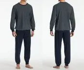 SCHIESSER Men's Long Pyjamas Comfort Essentials - Midnight Blue