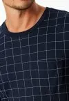 SCHIESSER Men's Long Pyjamas Fine Interlock Checkered - Midnight Blue – view 4