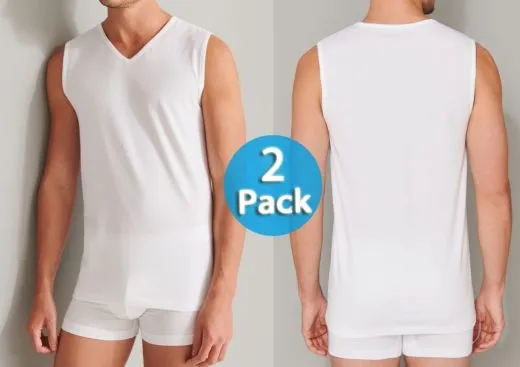 2-Pack Men's Vest Top 0/0 SCHIESSER 95/5 - white 2-Pack Men's Vest Top 0/0 SCHIESSER 95/5 - white