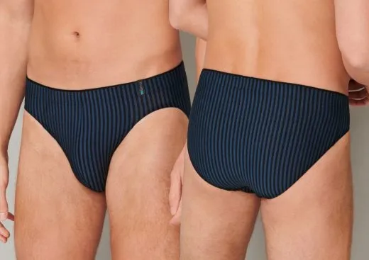 SCHIESSER Men's Supermini Briefs Long Life Soft - navy and black striped SCHIESSER Men's Supermini Briefs Long Life Soft - navy and black striped