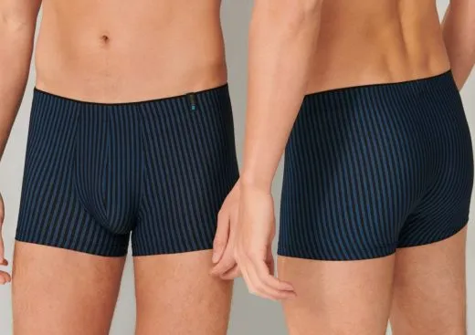 SCHIESSER Men's Boxer Briefs Long Life Soft - black navy striped SCHIESSER Men's Boxer Briefs Long Life Soft - black navy striped