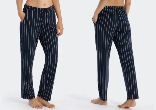 Ladies lounge pants long Schiesser Mix & Relax - dark blue striped Ladies lounge pants long Schiesser Mix & Relax - dark blue striped