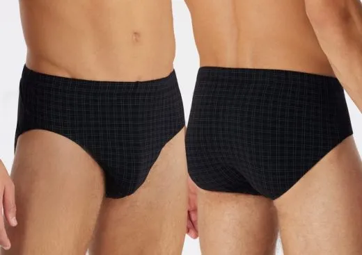 Men's Mini Briefs SCHIESSER Cotton Casuals - black plaid Men's Mini Briefs SCHIESSER Cotton Casuals - black plaid