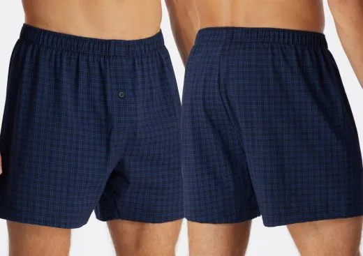 Men's Boxers SCHIESSER Cotton Casuals - dark blue plaid Men's Boxers SCHIESSER Cotton Casuals - dark blue plaid