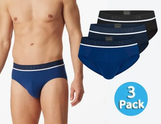 SCHIESSER 95/5 Men’s Rio Briefs 3-Pack - Blue/Black SCHIESSER 95/5 Men’s Rio Briefs 3-Pack - Blue/Black