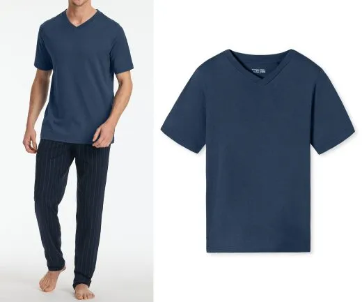 SCHIESSER Men's V-Neck T-Shirt Mix+Relax - Royal blue SCHIESSER Men's V-Neck T-Shirt Mix+Relax - Royal blue