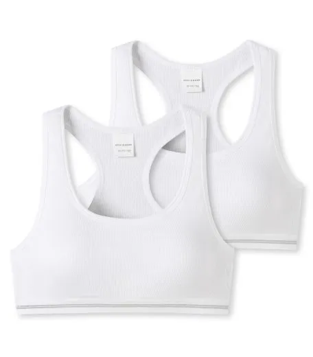 SCHIESSER Girls' Bustier Long Life Rib 2-Pack - White SCHIESSER Girls' Bustier Long Life Rib 2-Pack - White