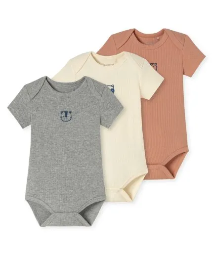 SCHIESSER Baby Short-Sleeve Bodysuit 3-Pack with Animal Motif - Multicolour SCHIESSER Baby Short-Sleeve Bodysuit 3-Pack with Animal Motif - Multicolour
